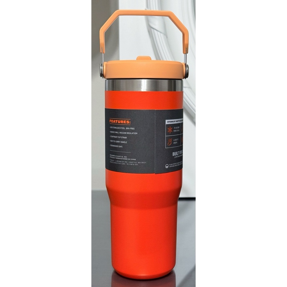 Stanley Ice Flow Flip Straw Tumbler 30oz, TIGERLILY ORANGE - Picture 2 of 4